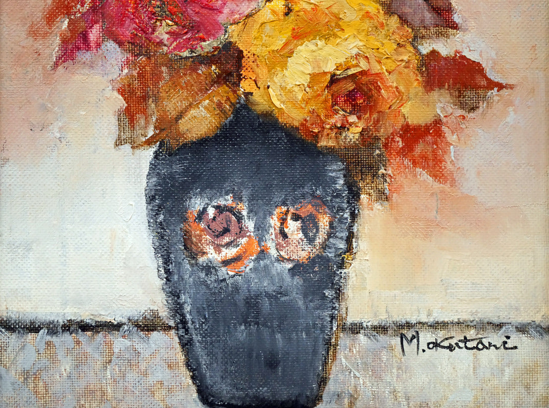 奥谷全弘「バラ」油絵・F3号 絵画買取・販売の小竹美術