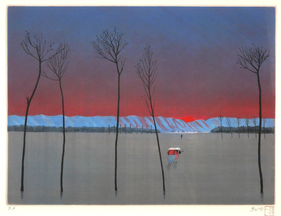 斎藤真一「朝立ち」エッチング（銅版画） 絵画買取・販売の小竹美術