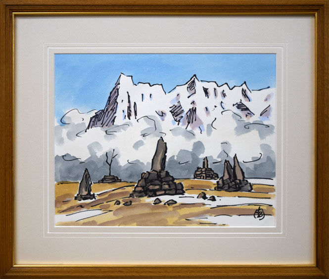 ☆坂本直行☆「ハンノキの実」ペン画 径145mm円 ☆坂本直行