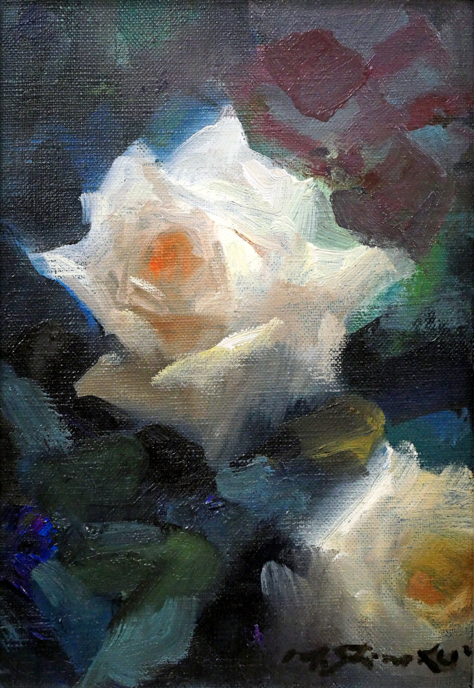 清水梵朝「薔薇」油絵・SM 絵画買取・販売の小竹美術