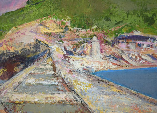 油彩】村田省蔵 芸術院会員 「閑日」 港町 風景 額装 8号 村田省蔵