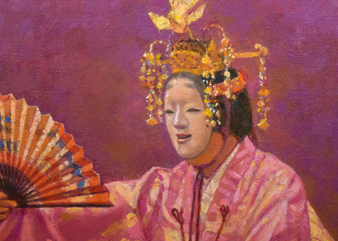 武田靖夫「能・羽衣」油絵・F8号 絵画買取・販売の小竹美術