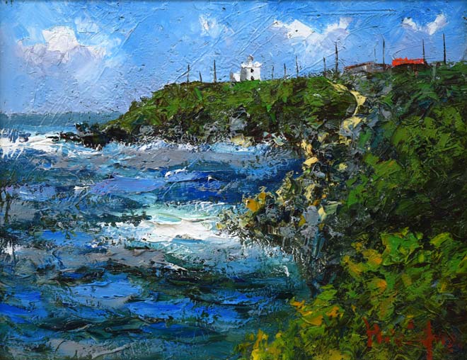 渡部ひでき「ノサップ岬（根室市）」油絵・F6号 絵画買取・販売の小竹美術