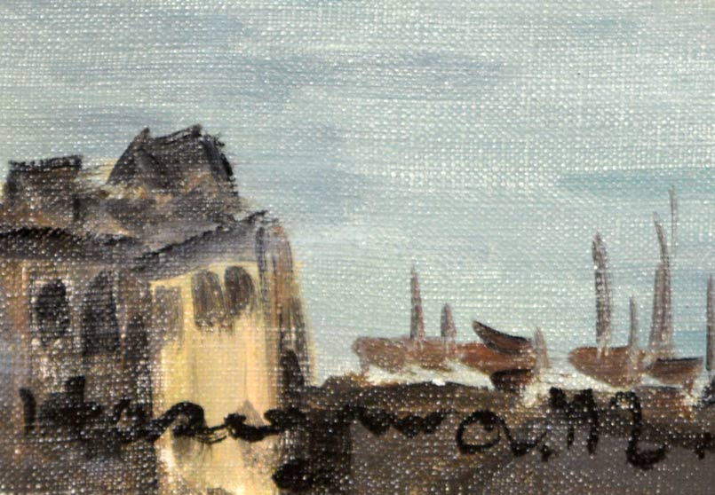 長谷川三雄「函館風景」油絵・F10号 絵画買取・販売の小竹美術