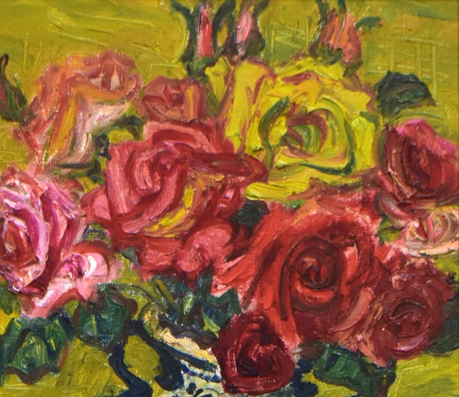 真筆証明書付き】辻寿志 油彩 10号 薔薇 林風会 絵画 油絵 特大サイズ