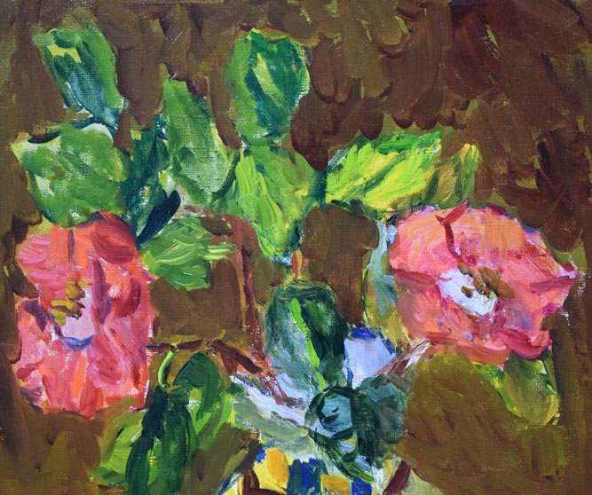 中川一政「椿」油絵・F6号 絵画買取・販売の小竹美術