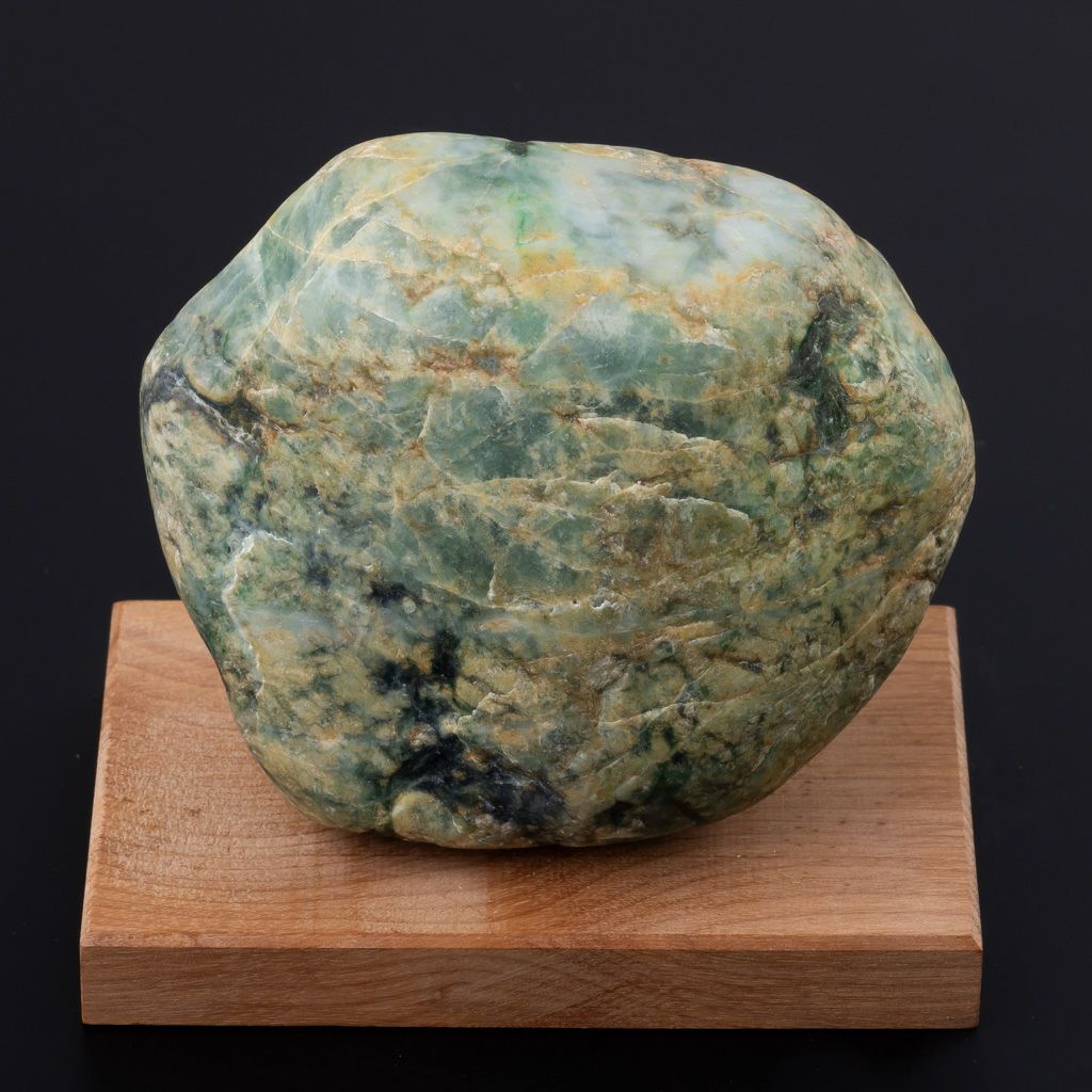 プレミアム・海石・市振海岸産・濃グリーン模様・935g】（プレミアム