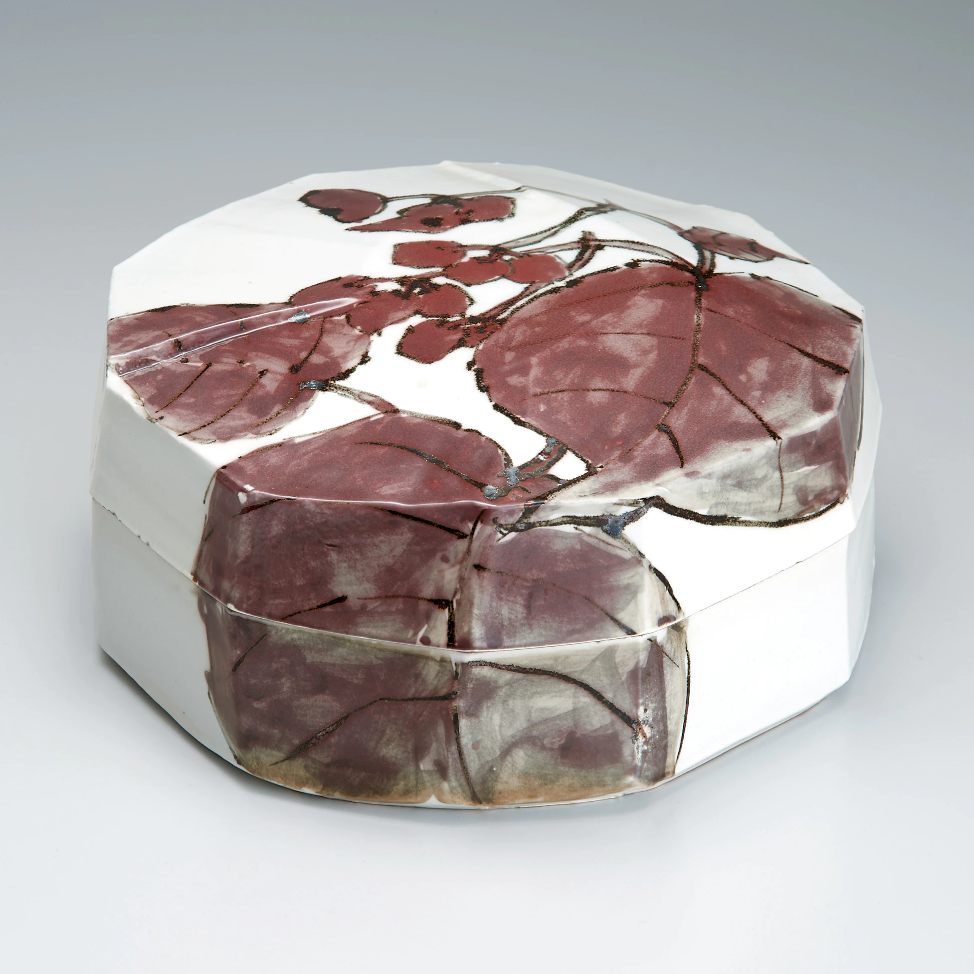 鉄絵銅彩秋海棠文陶匣(神谷 紀雄)｜ギャラリージャパン