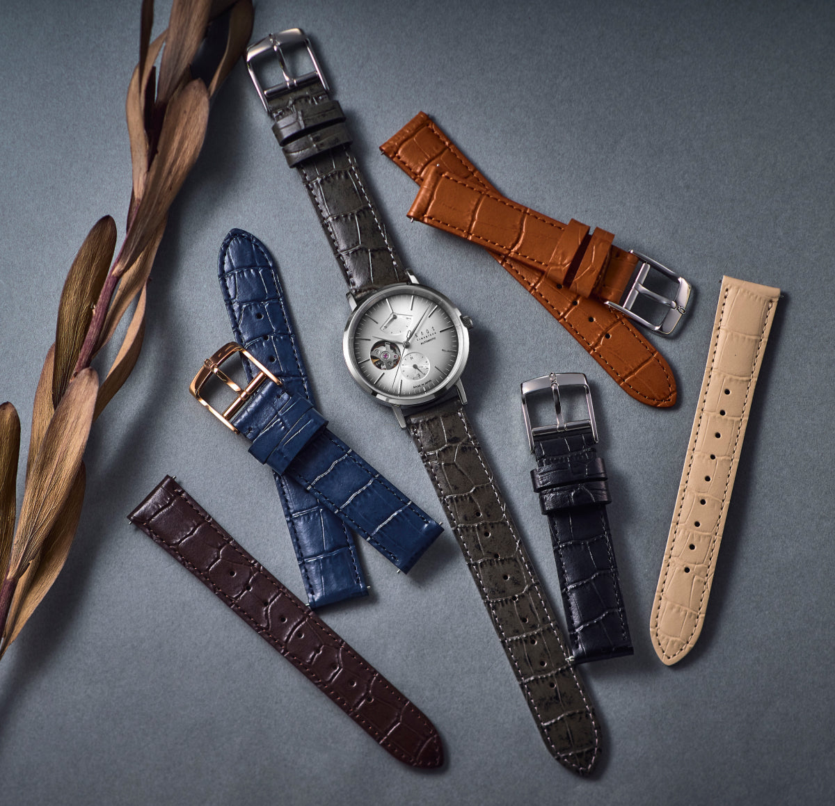 Knot S18-SD-GR 時計ベルト バンド 本革 18mm グレー 防水 – Maker's