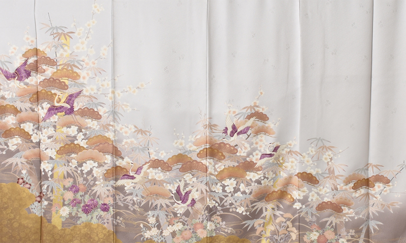 訪問着［鶴と金彩と刺繍］｜着物レンタルあき (来店着付け無料・全国
