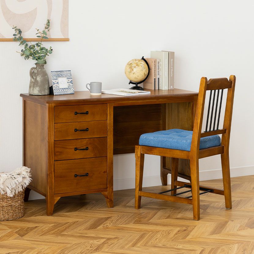 デスク 2点セット アンティーク風(幅112cm 木製 デスク×1 チェア×1