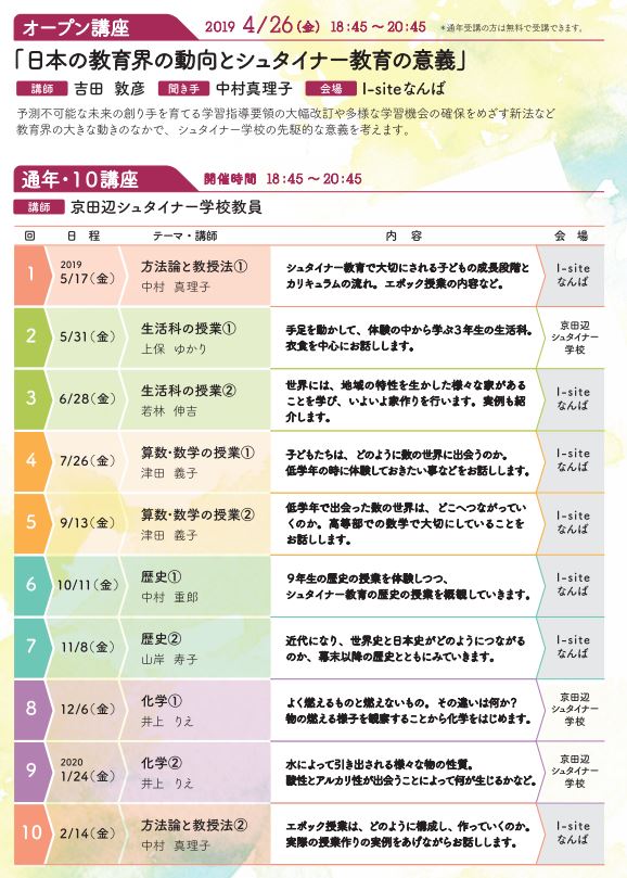 教師のためのシュタイナー教育ゼミナール | 京田辺シュタイナー学校