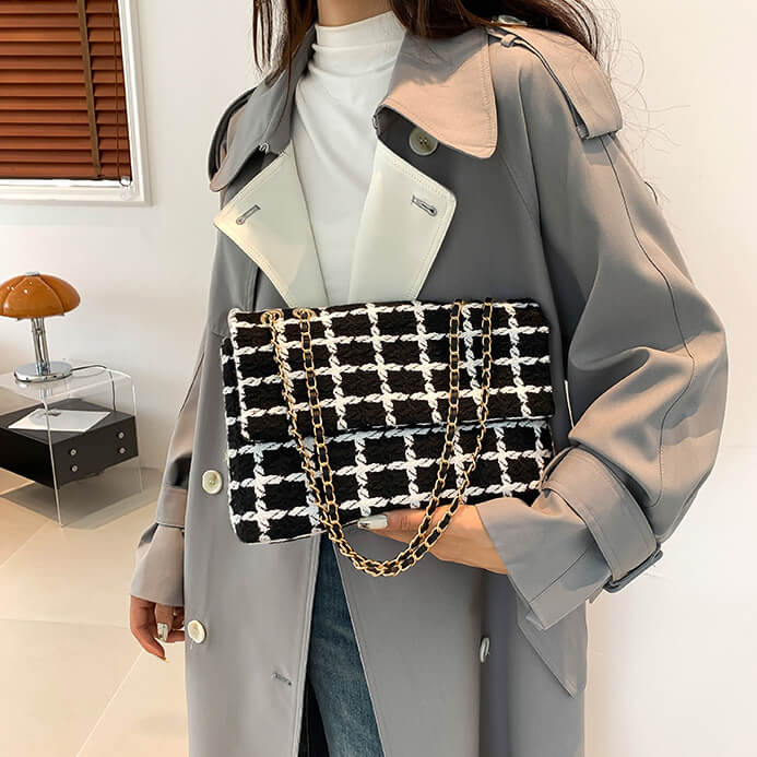 チェックツイードフラップショルダーバッグ – L LABEL