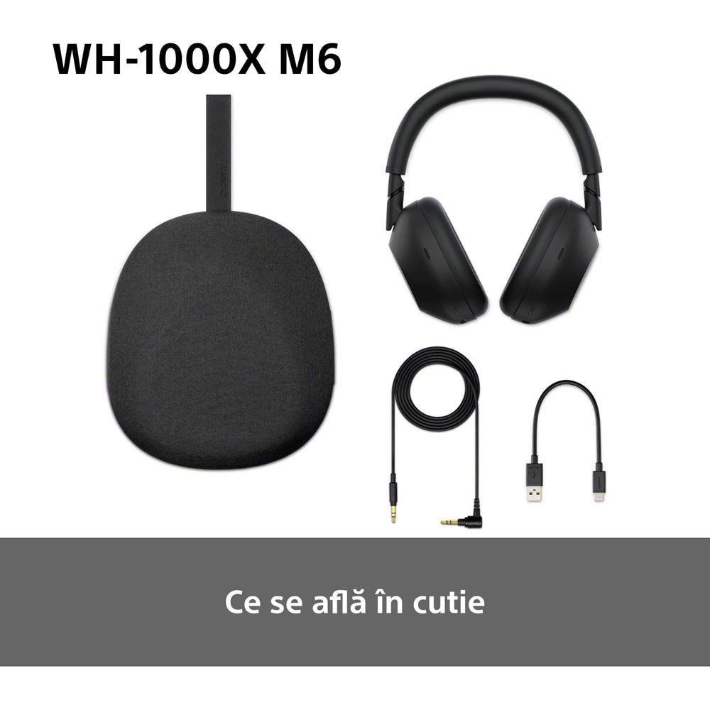 Casti SONY WH-1000XM6, Bluetooth, Over-Ear, Microfon, Noise