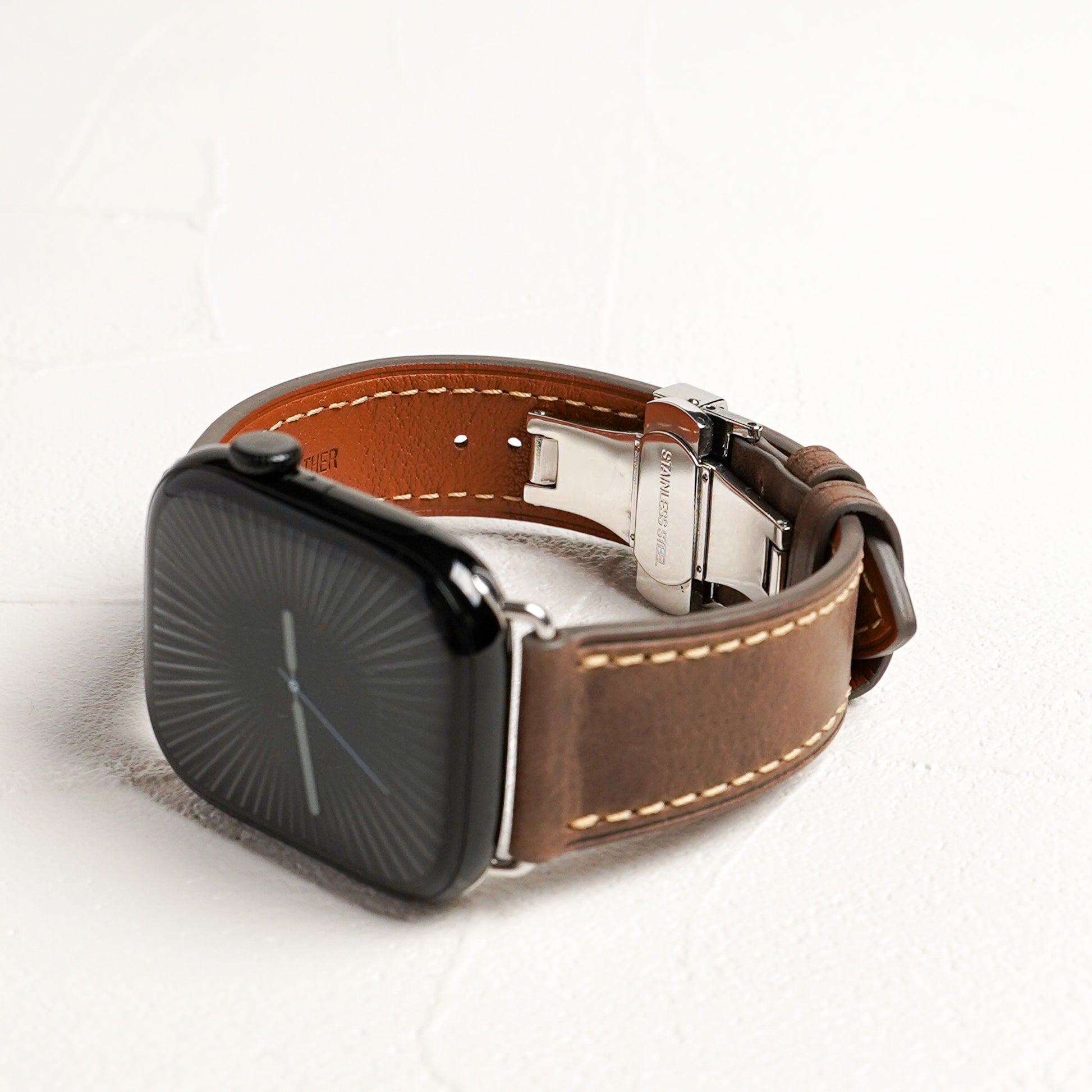 Dバックル レザー メンズ 本革 アップルウォッチバンド Apple Watch