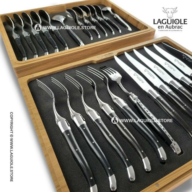 Laguiole en Aubrac 24-piece Flatware Set - Ebony wood