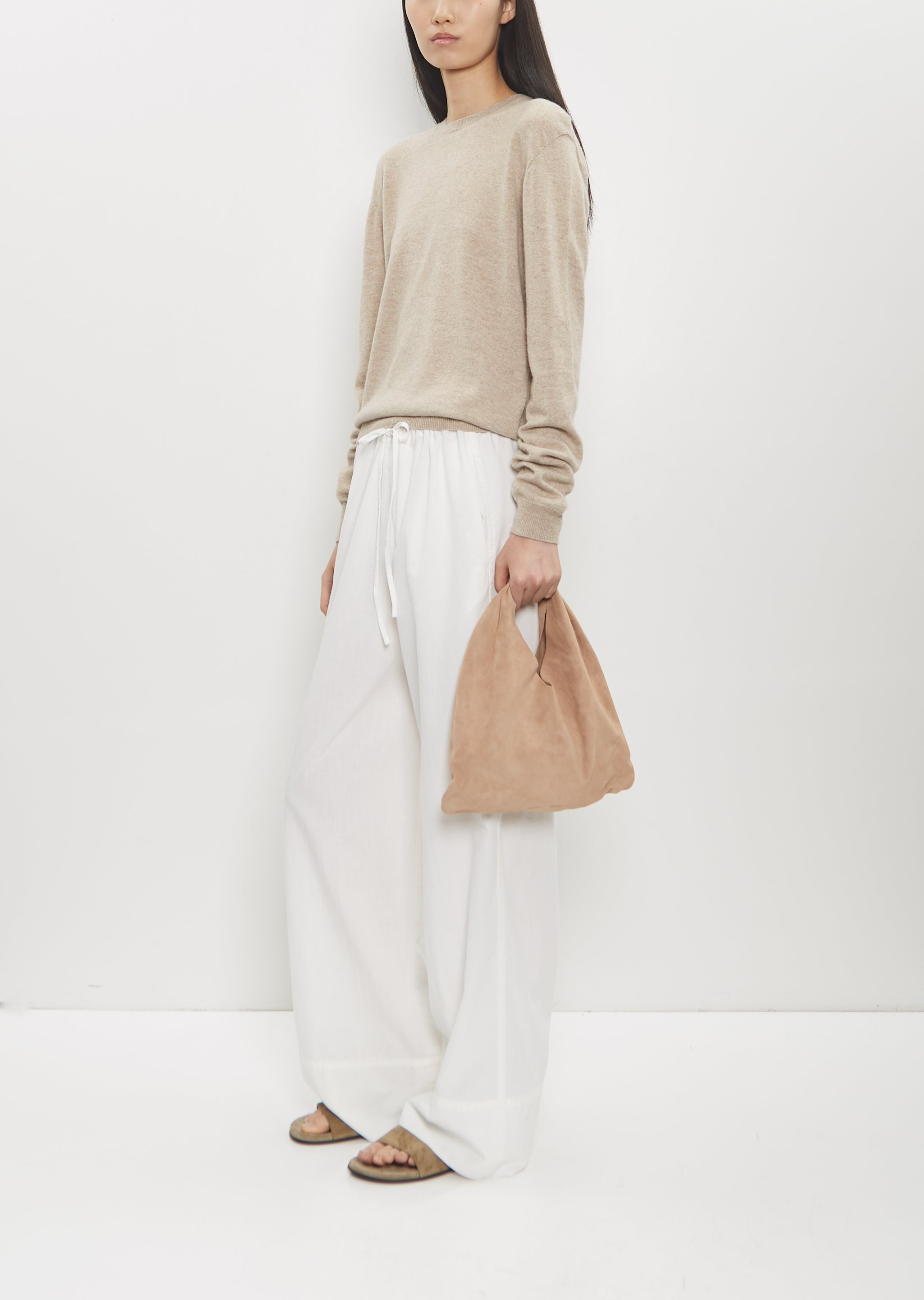Suede Bindle, Small — Beige Melange – La Garçonne