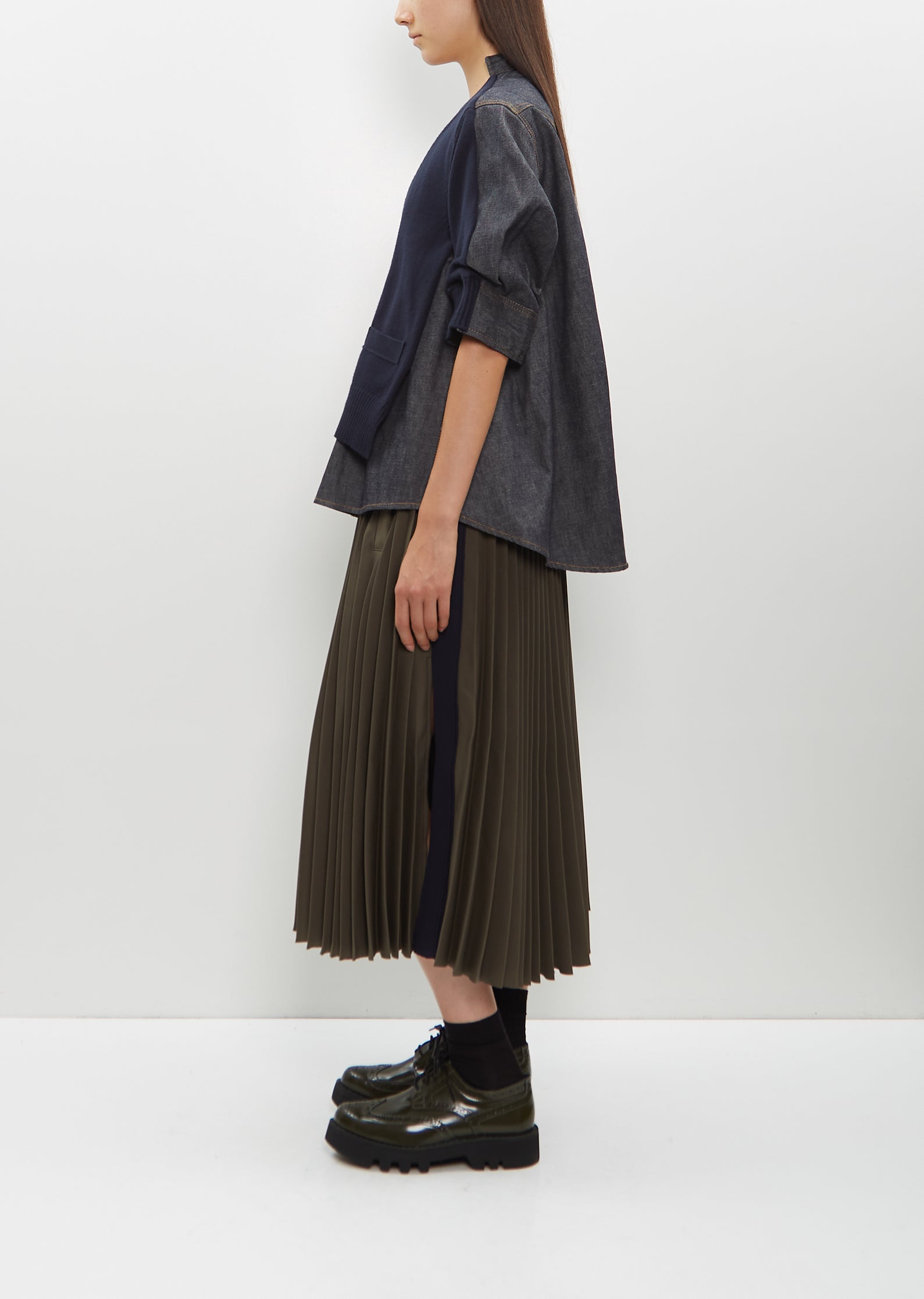 Denim x Knit Cardigan – La Garçonne