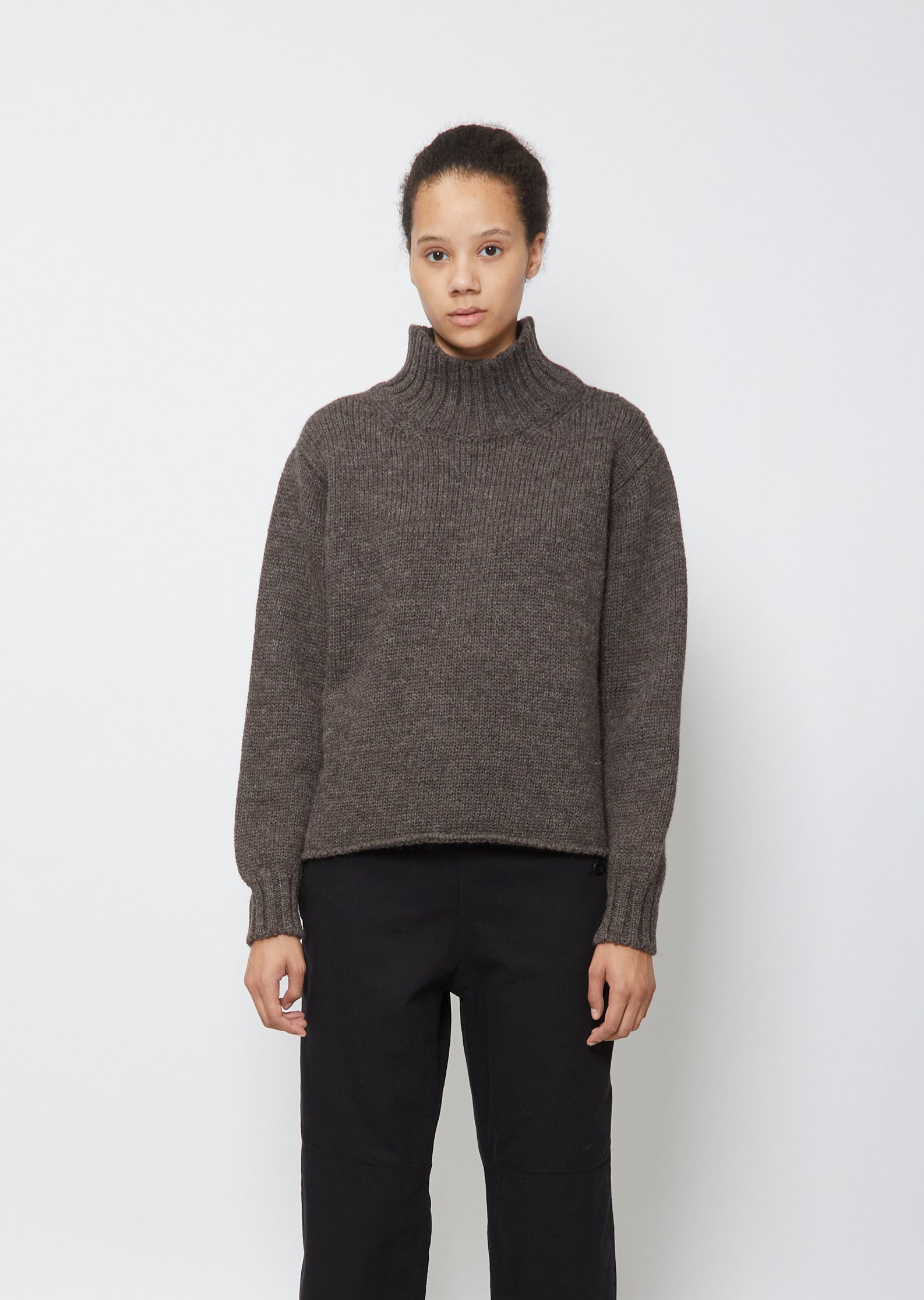Wide Neck Sweater — Dark Natural – La Garçonne