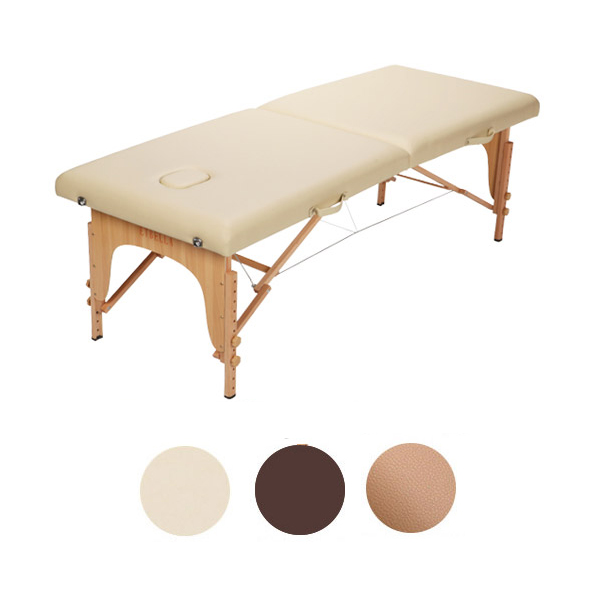 軽量 折りたたみ マッサージベッド (木製)(有孔) バニラ 長さ185×幅70
