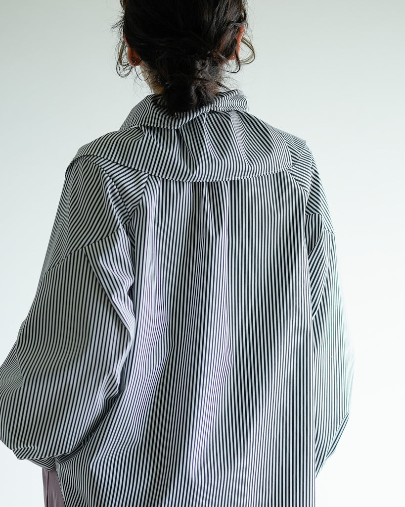 LASTONE]フリルカラーストライプシャツブラウス – Lallia Mù