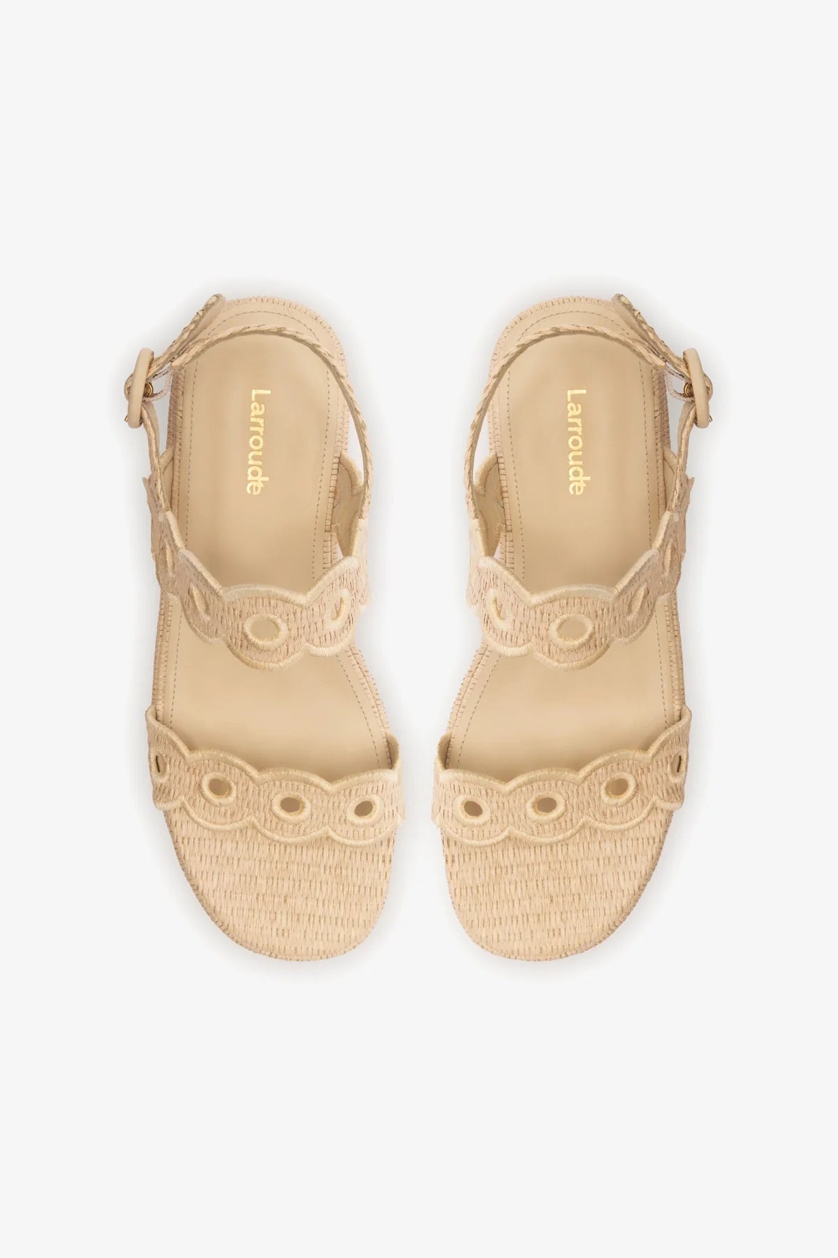 Florence Broderie Flatform In Natural Raffia - Flatforms