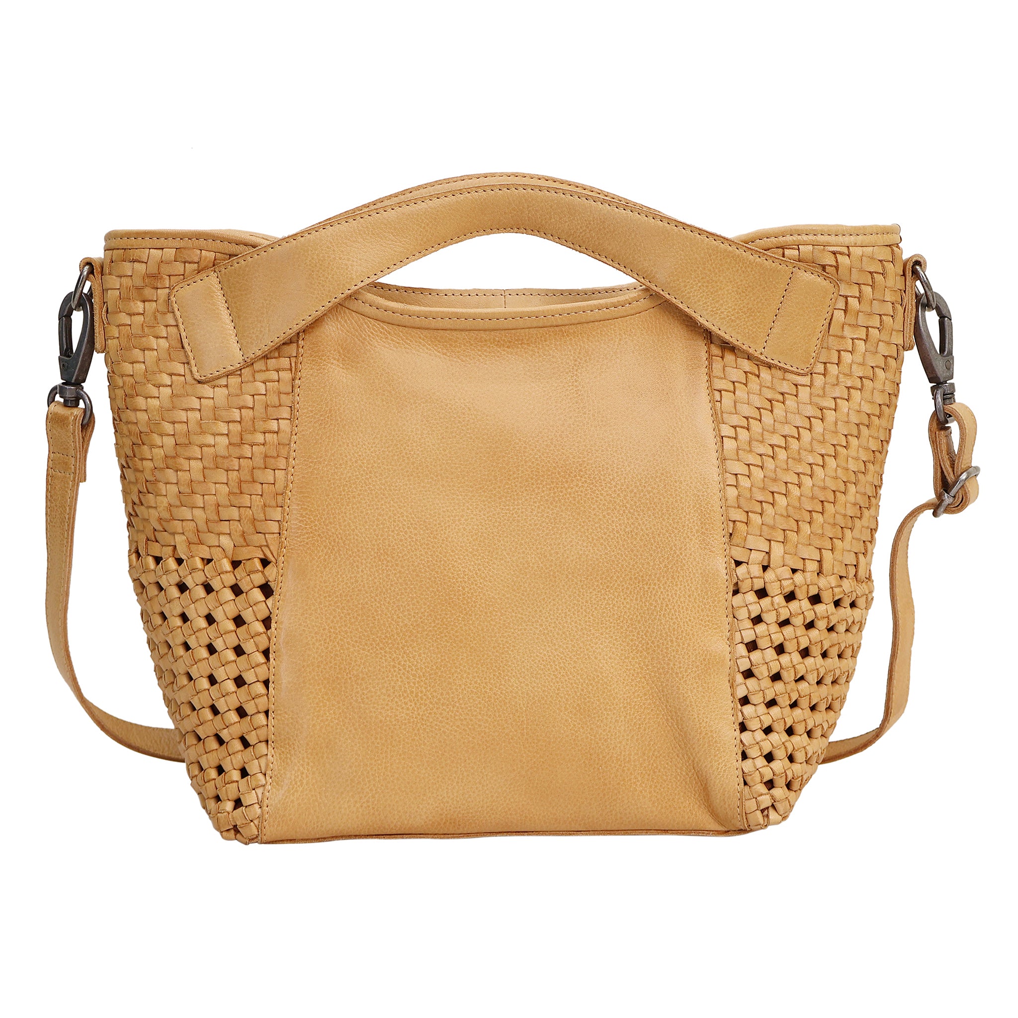 Buy A Theo Leather Tote/Crossbody Bag | Woven Side Panels