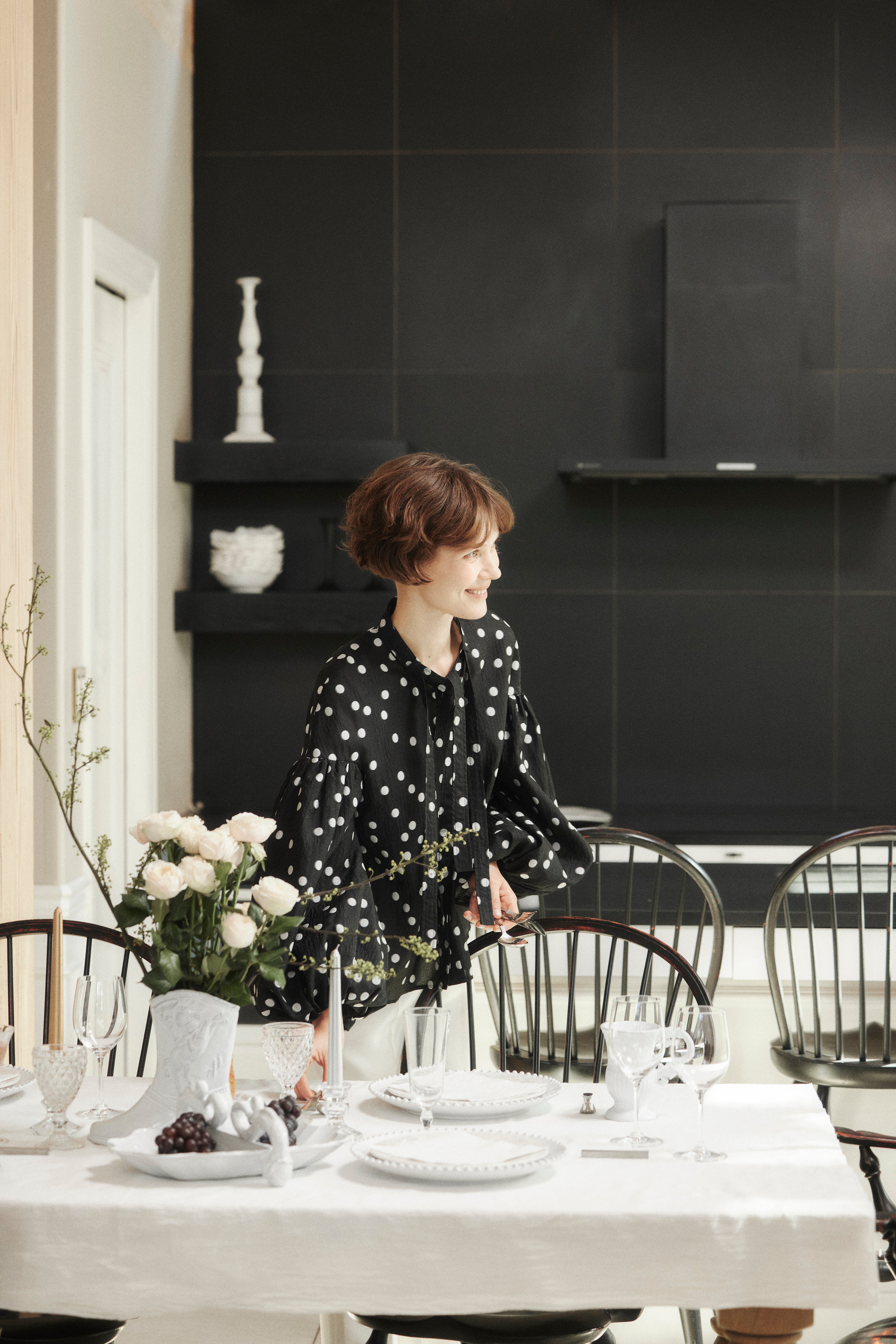 Sheer Polka Dot Ribbon Blouse – L'AUBE BLANC