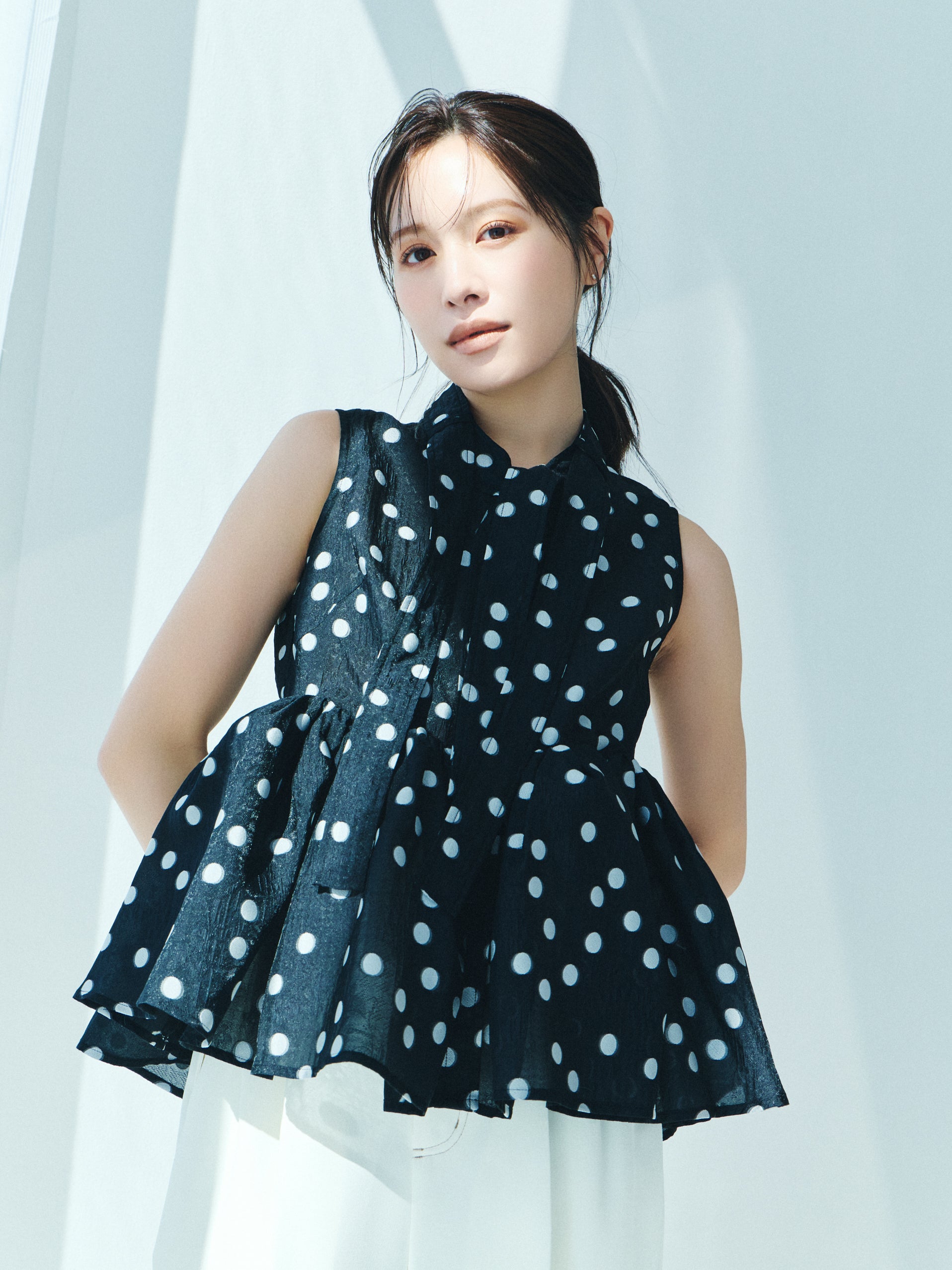 Sheer Polka Dot Ribbon Blouse – L'AUBE BLANC