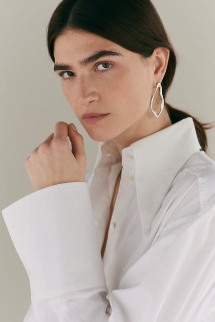 Ivory Organza Silk Oversized Tailored Shirt | Laura Pitharas
