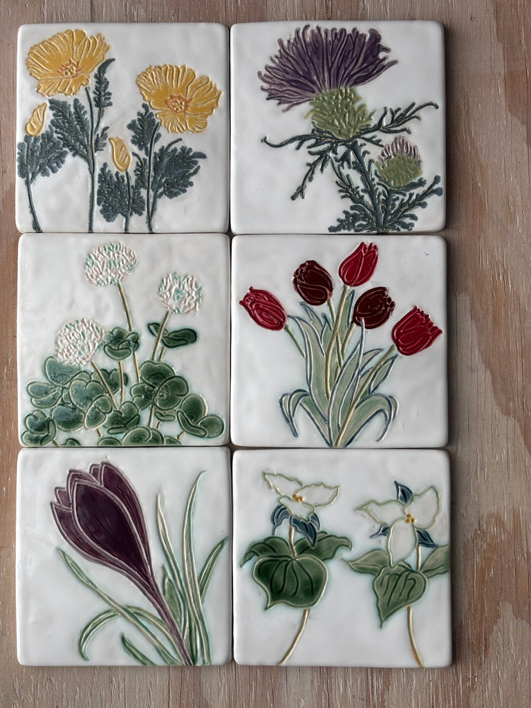6x6 Flower Art Tile – Lea Nigel Studios