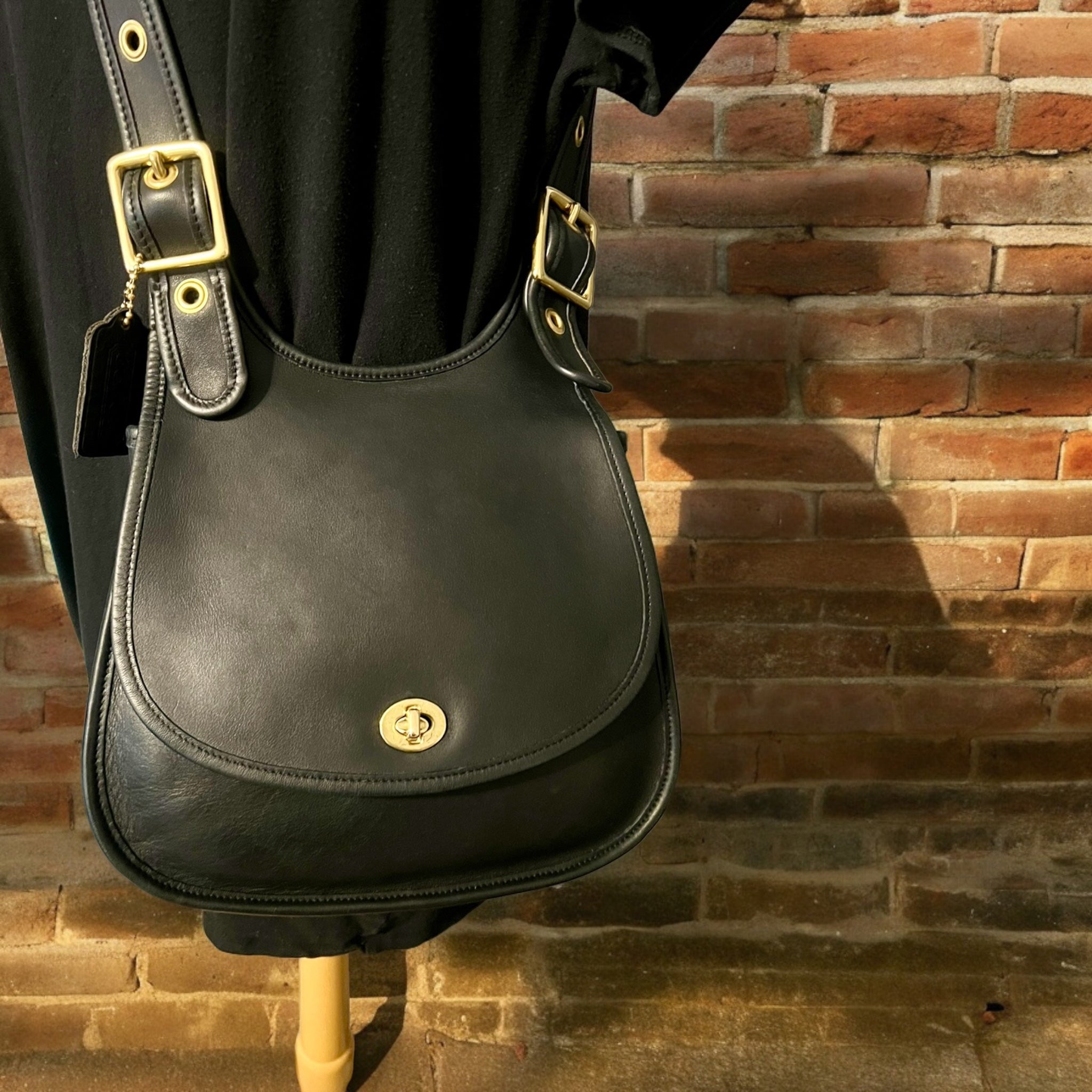 SOLD‼️ Vintage COACH Saddle Bag Black Leather Purse Made In The