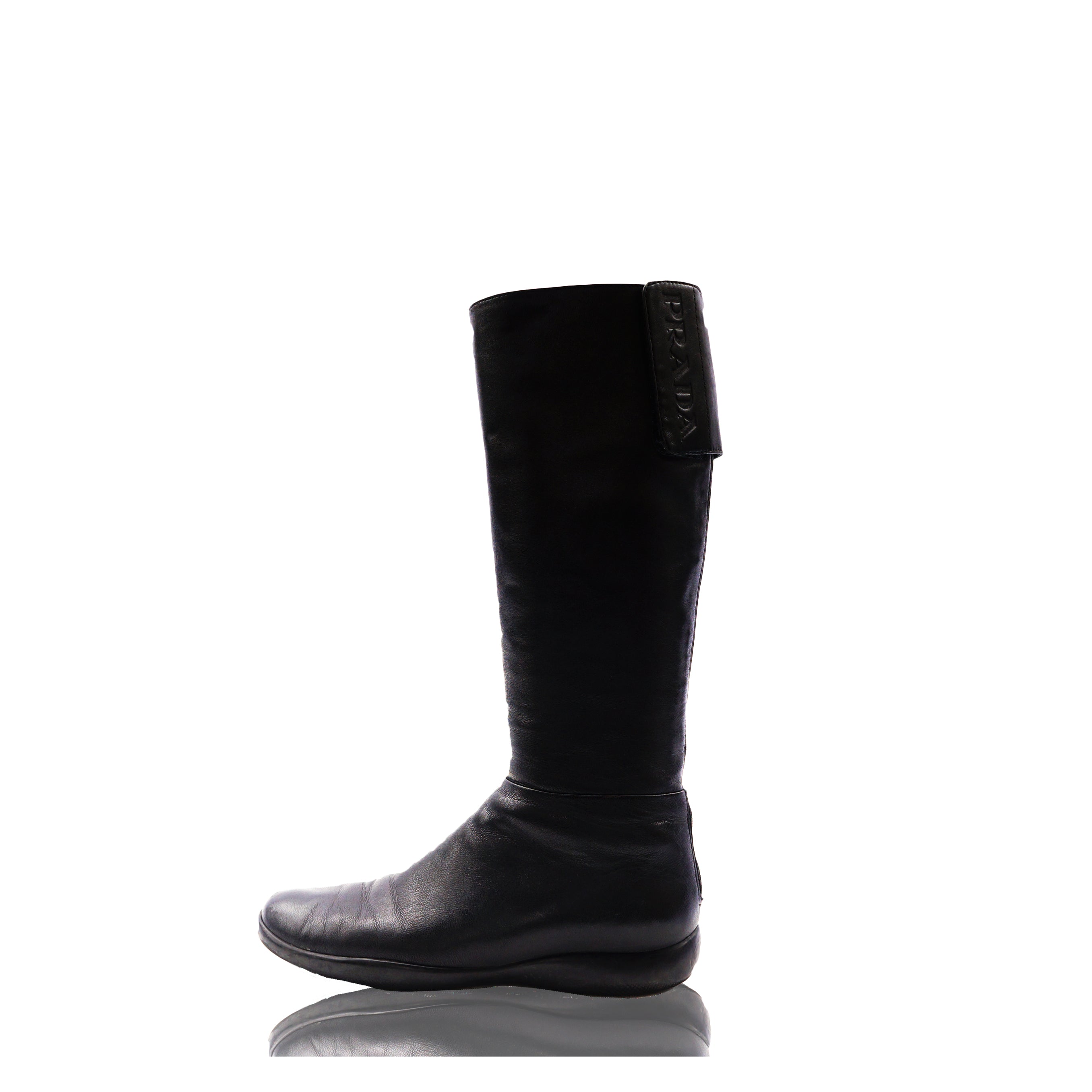 PRADA SPORT BLACK LEATHER BOOTS – leefluxury.com