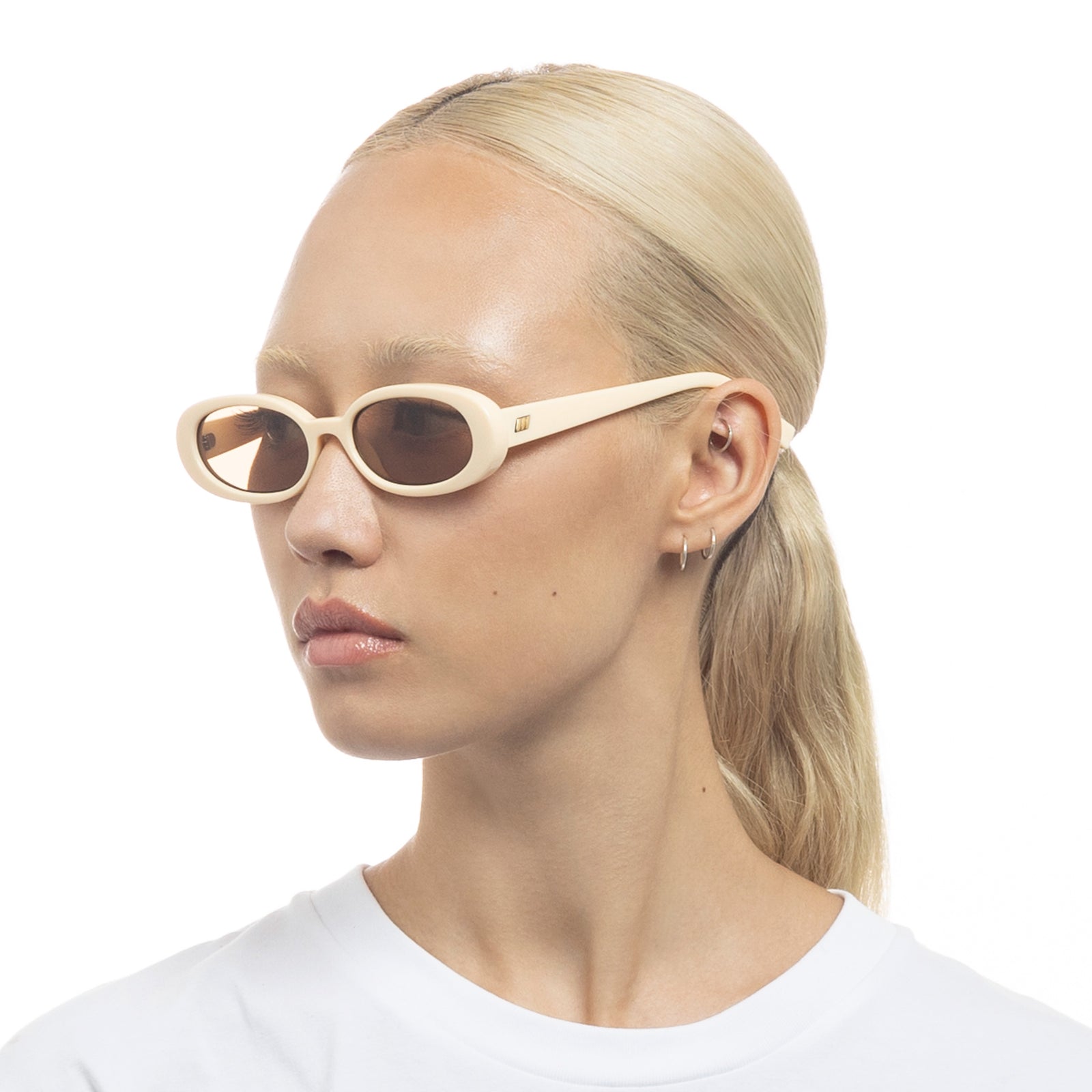 Outta Love Ecru Female Oval Sunglasses | Le Specs