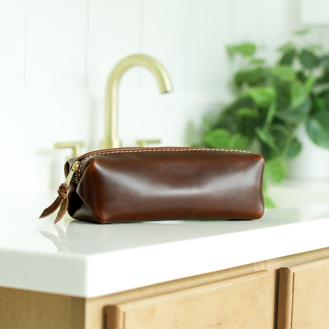 Leather Shave Bag - Small Dopp Kit