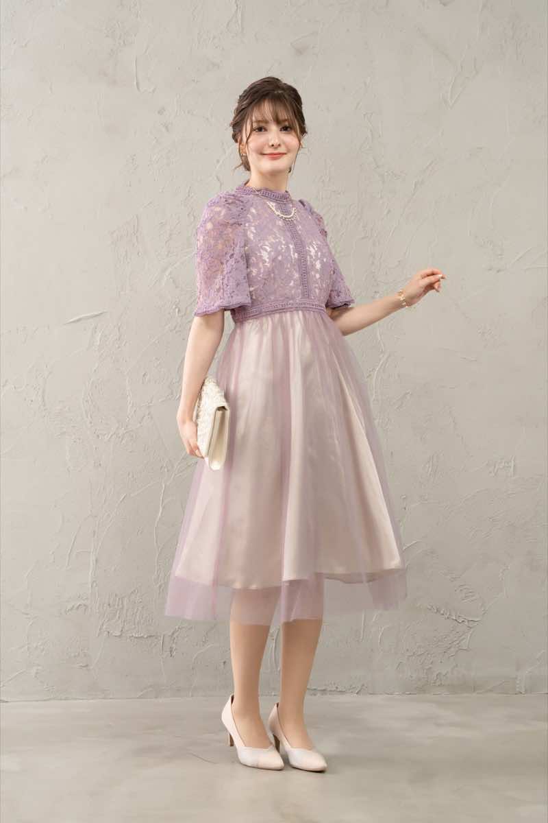 ダークラベンダーのはしごレース×チュールドレス | Dorry doll | M
