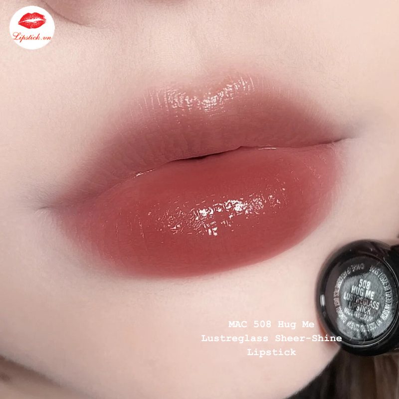 Son MAC 508 Hug Me Hồng Trà Sữa - Lustreglass Sheer-Shine Lipstick