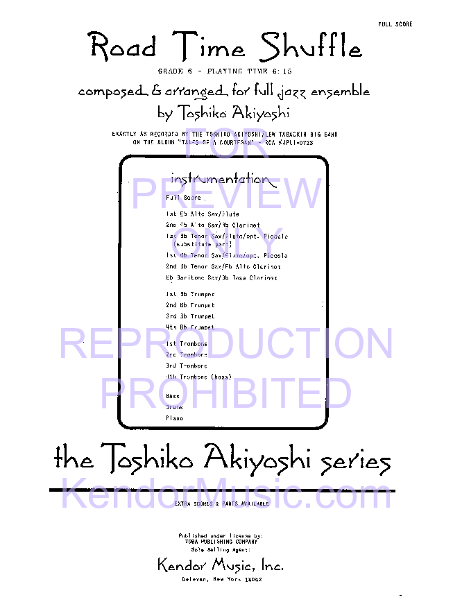 Road Time Shuffle Sheet Music by Toshiko Akiyoshi (SKU: 52775