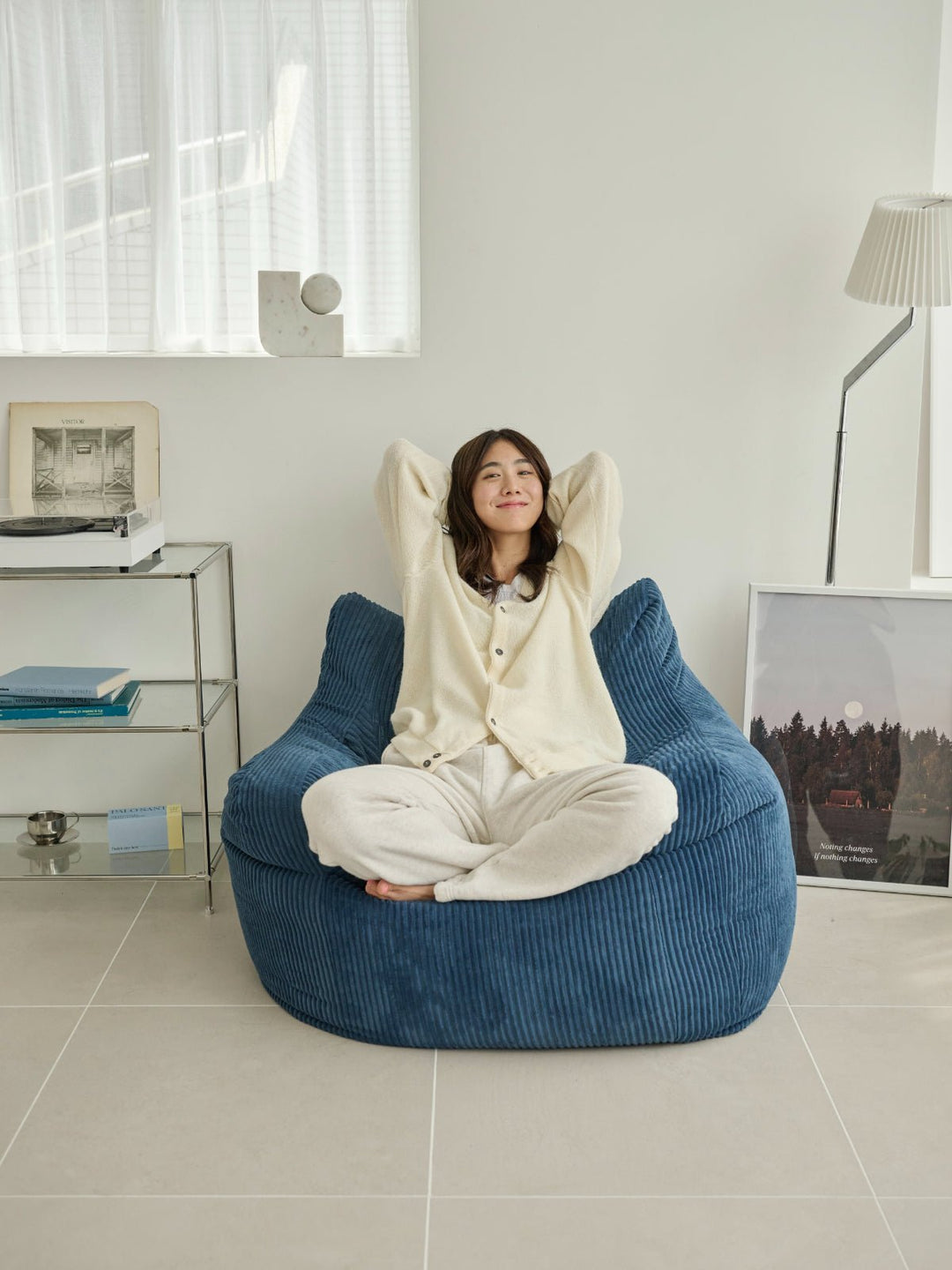 LOOSY 1人掛けビーズソファ Navy｜1人用ソファ おしゃれ 一人暮らし 二