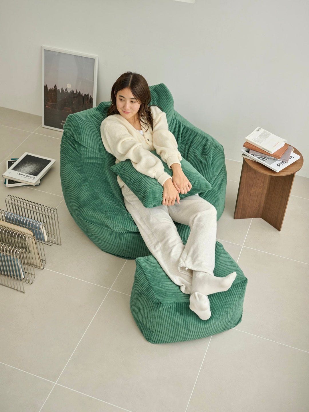 LOOSY 1人掛けビーズソファ 付替カバー Green｜1人用ソファ おしゃれ