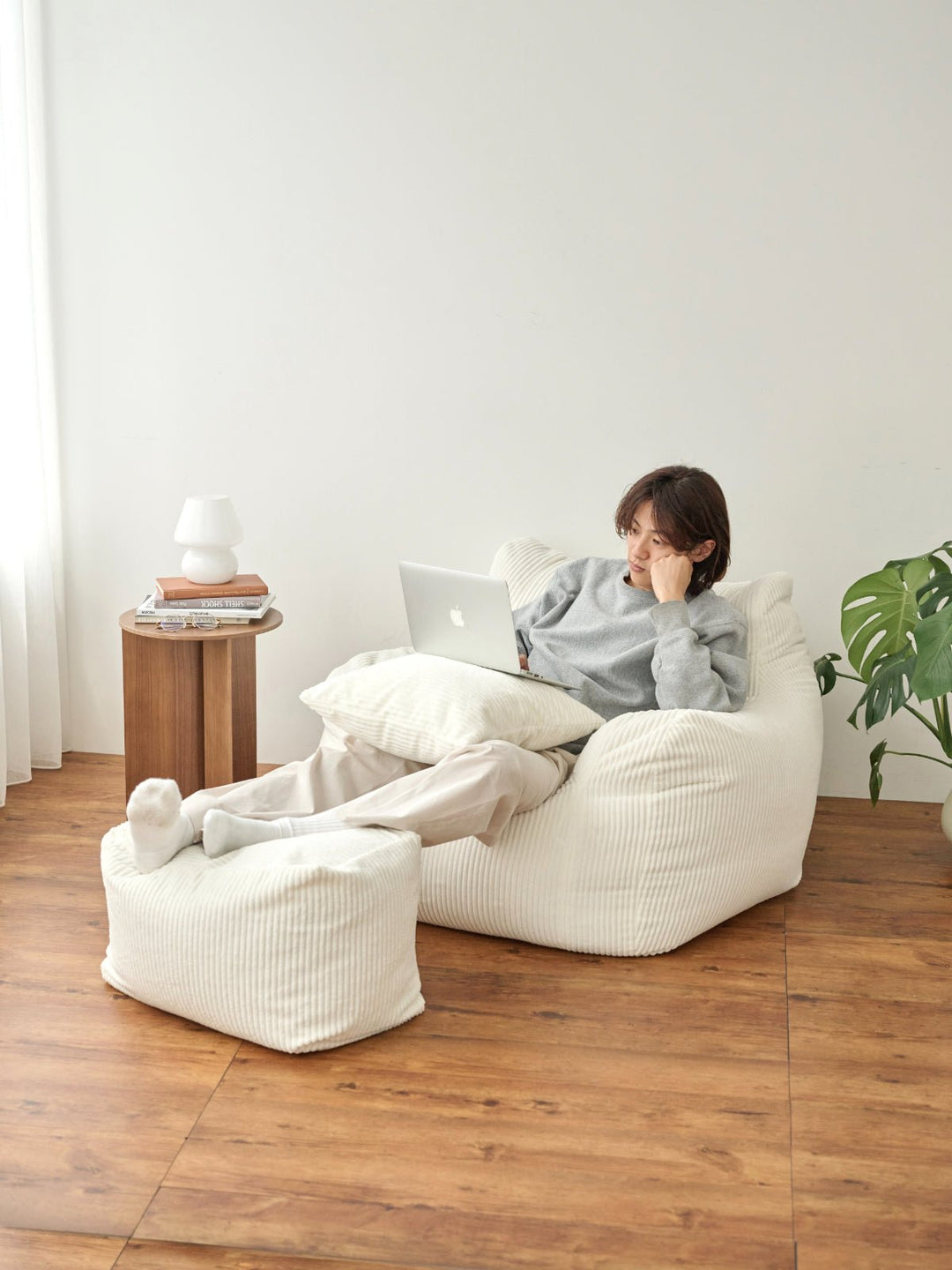 LOOSY 1人掛けビーズソファ 付替カバー Ivory｜1人用ソファ おしゃれ