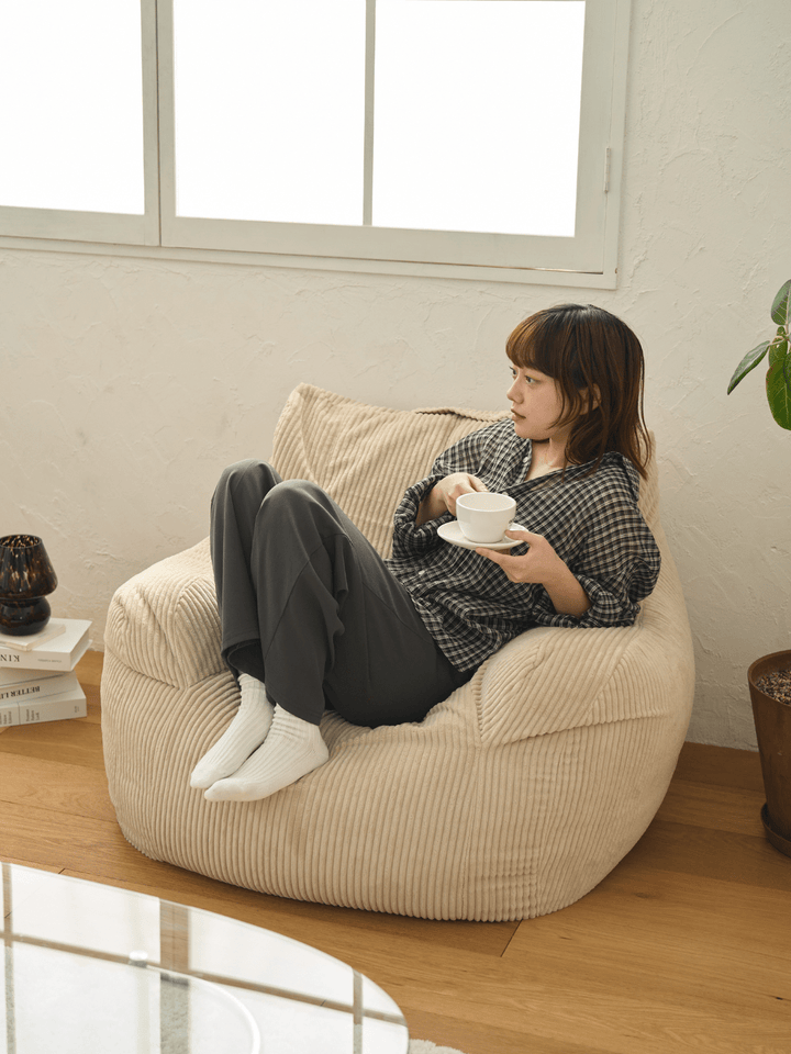 LOOSY 1人掛けビーズソファ 付替カバー Beige｜1人用ソファ おしゃれ