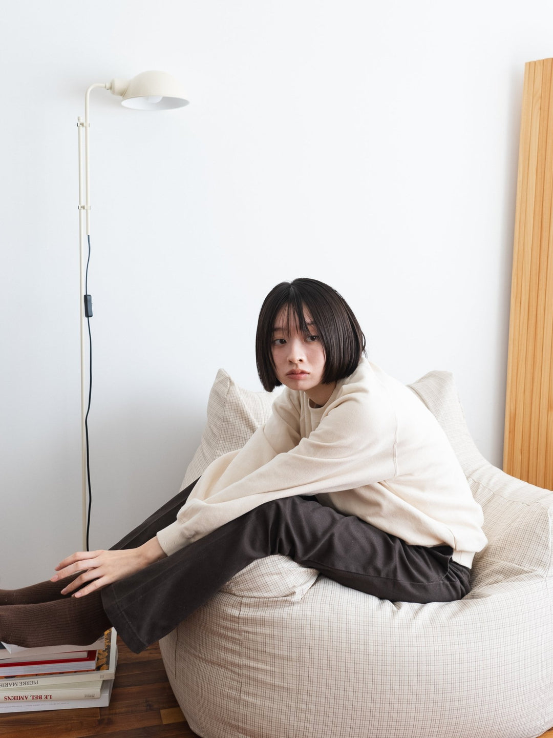 GOOD THING × LOOSYコラボ 1人掛けビーズソファ Check｜1人用ソファ