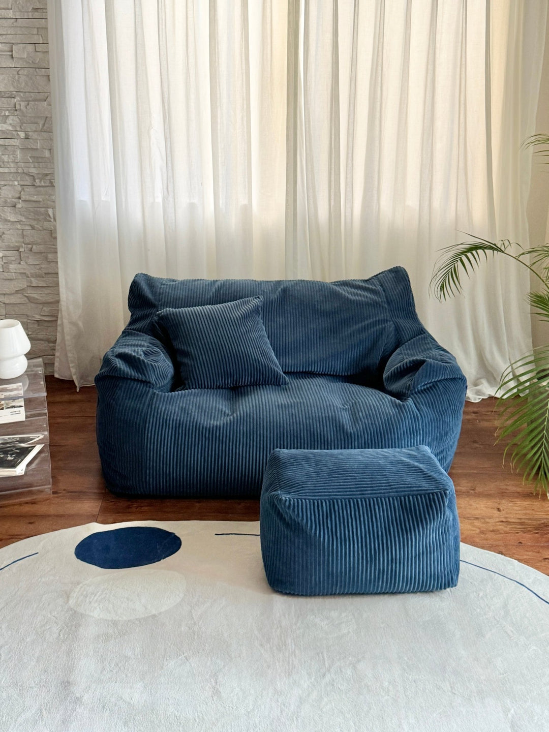 LOOSY 2人掛けビーズソファ Navy｜2人用ソファ おしゃれ 一人暮らし 二