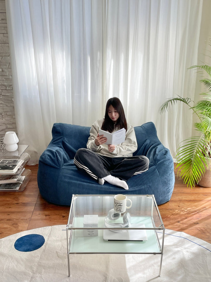 LOOSY 2人掛けビーズソファ Navy｜2人用ソファ おしゃれ 一人暮らし 二