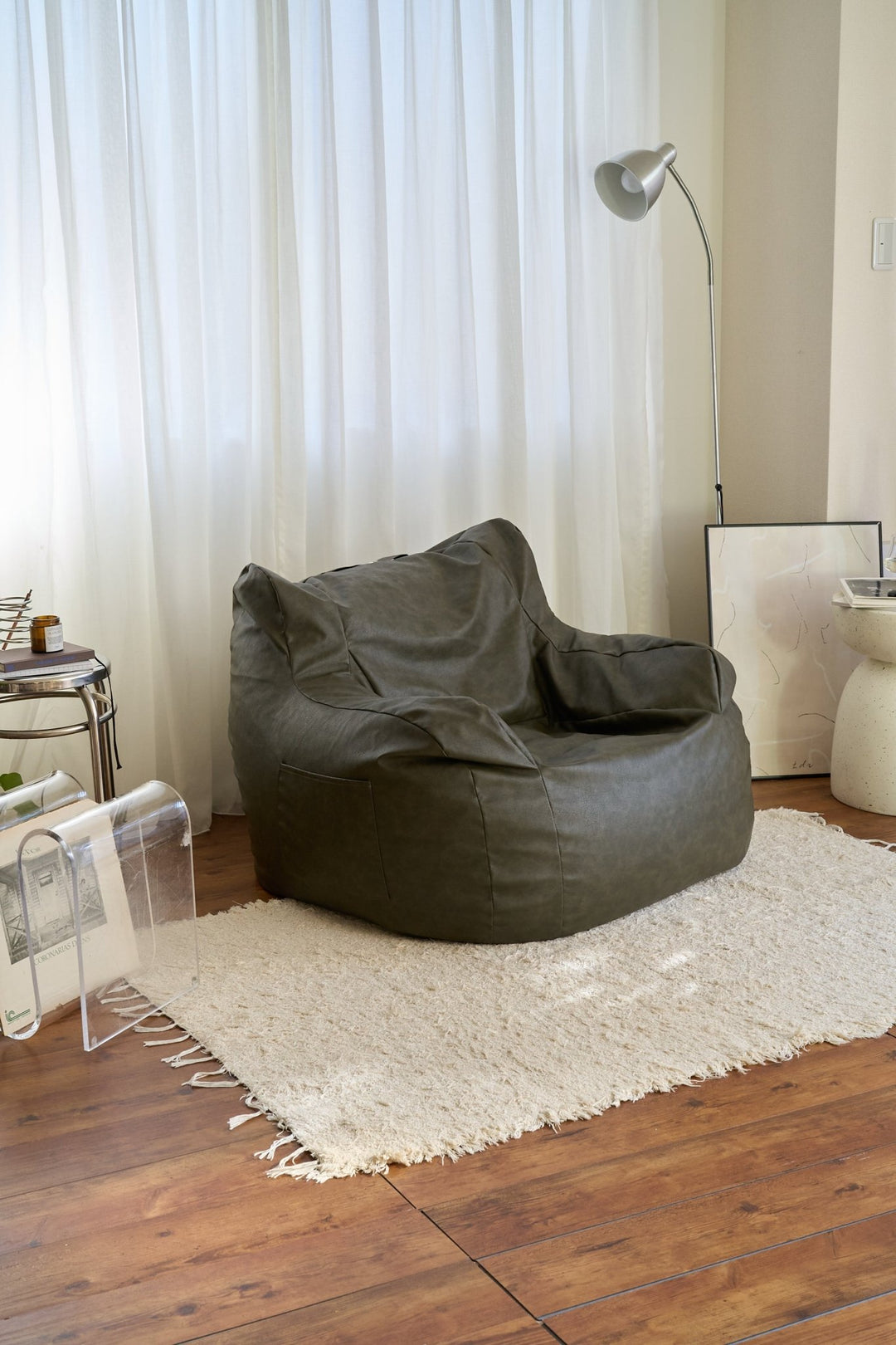 LOOSY 1人掛けビーズソファ Matte Khaki｜1人用ソファ おしゃれ