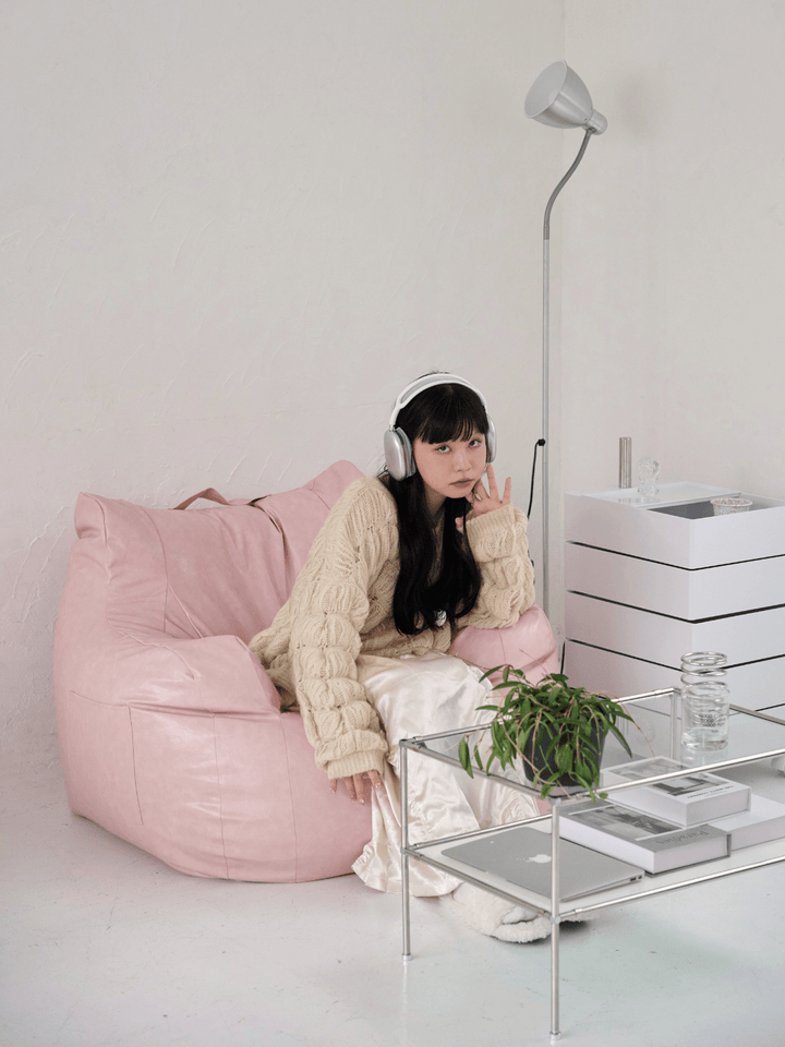 LOOSY 1人掛けビーズソファ Glossy Pink｜1人用ソファ おしゃれ