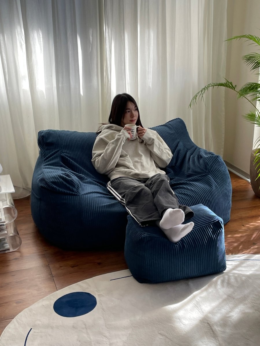 LOOSY 2人掛けビーズソファ Navy｜2人用ソファ おしゃれ 一人暮らし 二