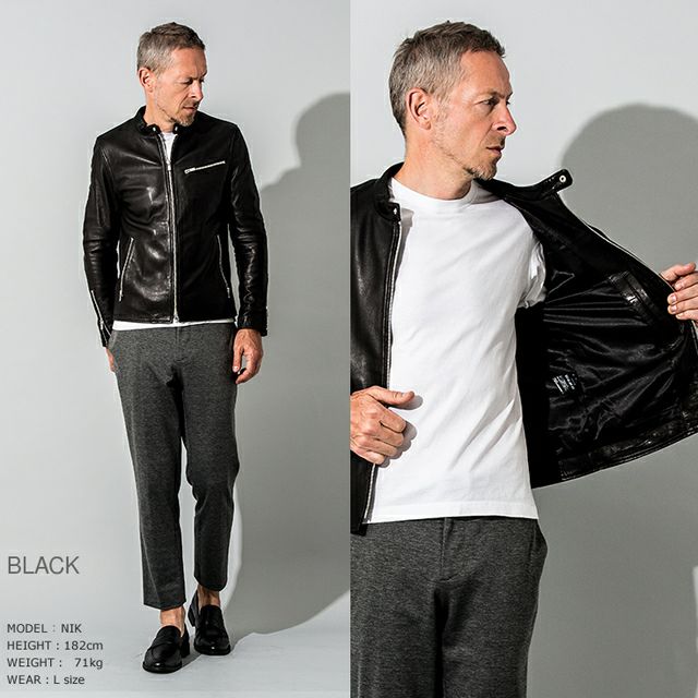 FILLMORE 本革 ディアスキンシングルライダースジャケット メンズ