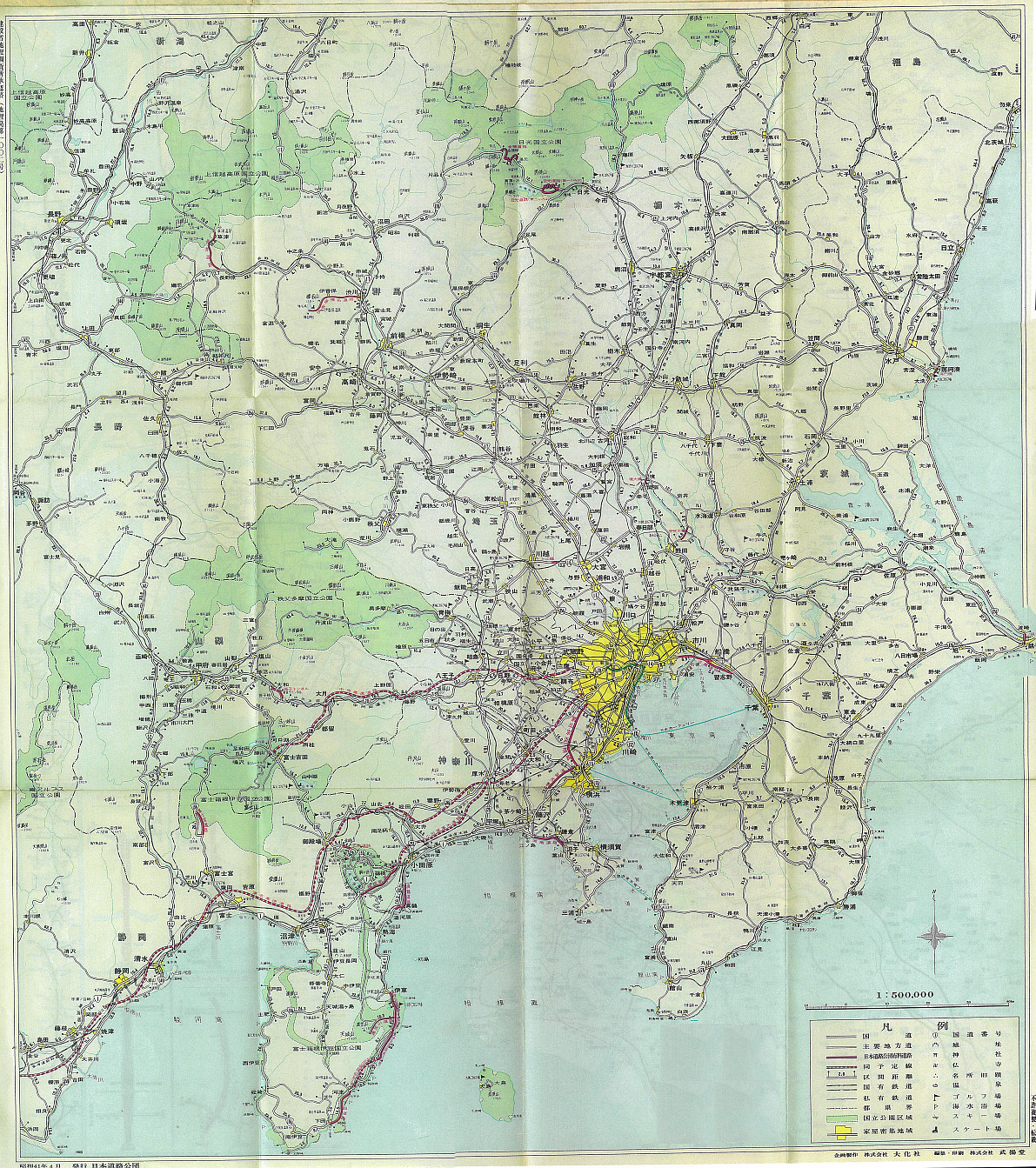 昭和41年の日本道路公団「関東周辺有料道路地図」（各一般有料道路